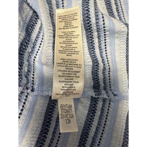 Chico's Striped 3/4 Sleeve Collared Blouse With Roll Tab Sleeves Size 2 US L - Picture 10 of 11